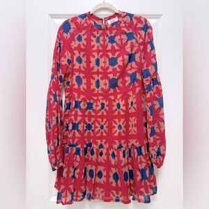 Banjanan Red and Blue Patterned Lorene Dress